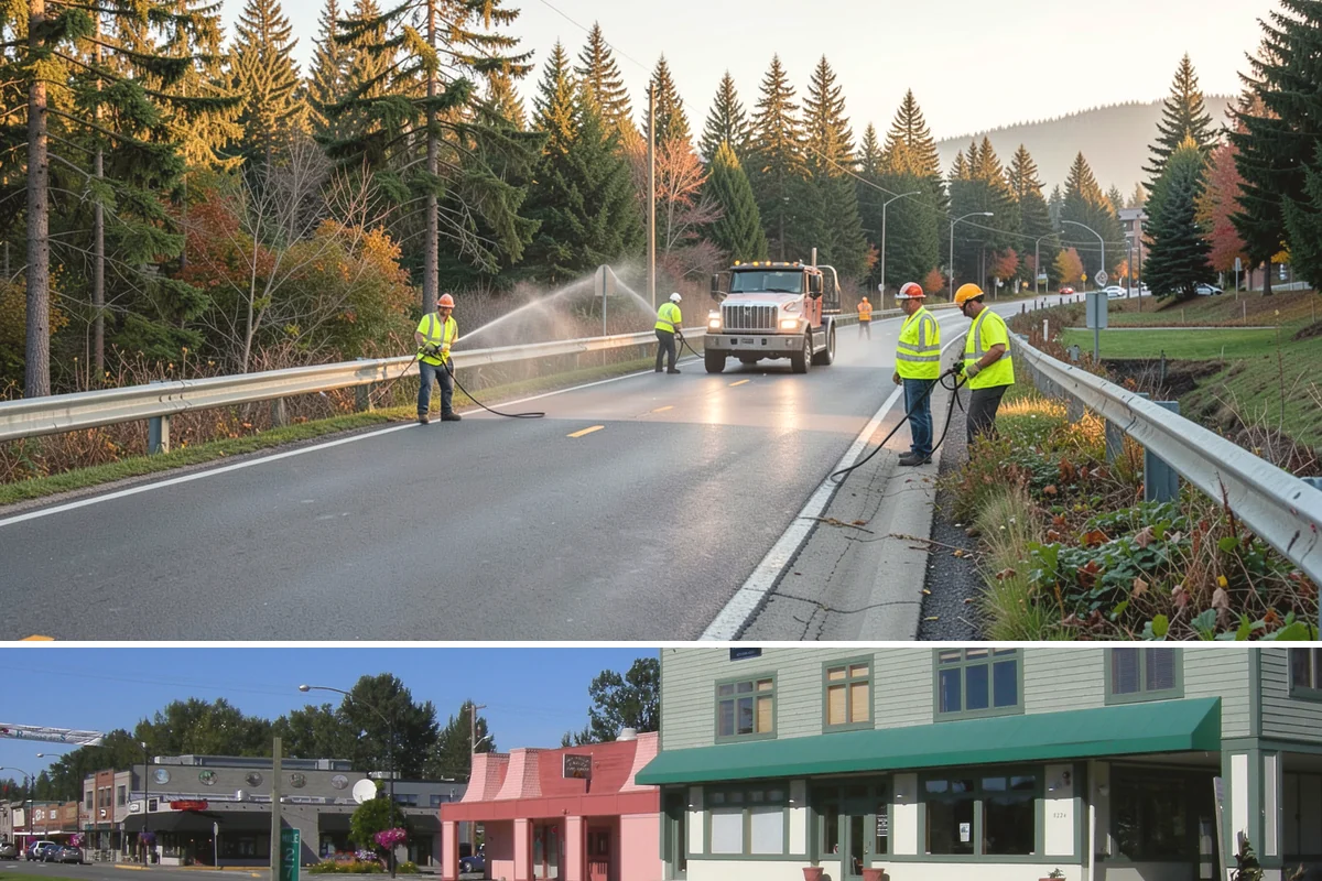 Asphalt Overlay in Snoqualmie, King County, WA - Overlays are a summer operation, scheduled when sustained dry, warm weather allows proper compaction and bonding.
