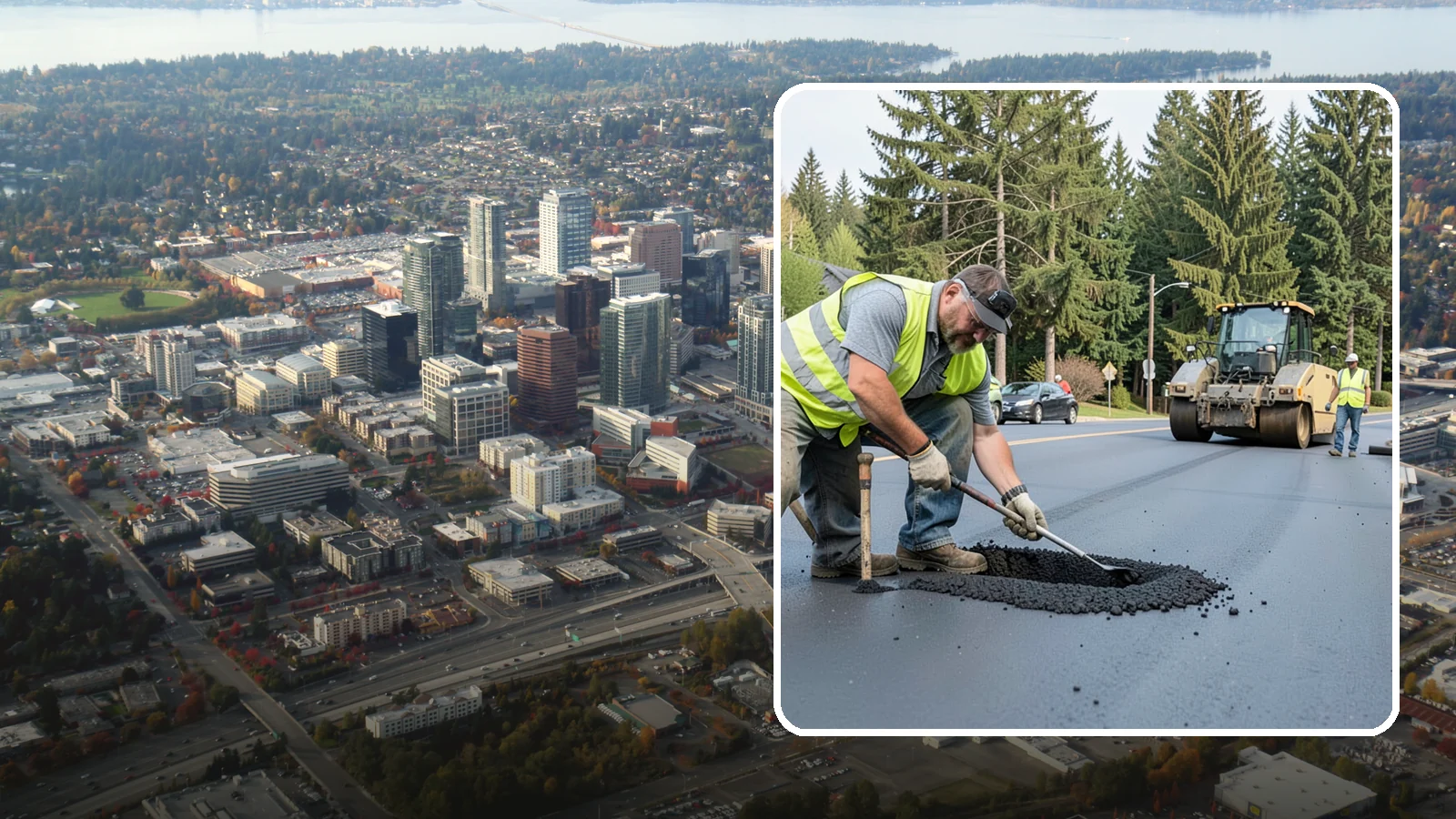 Asphalt Patching in Bellevue, King County, WA - Durable asphalt patching that restores failed pavement sections, utility cuts, and localized potholes.