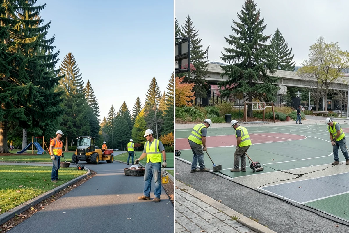 Asphalt Patching in Clyde Hill, King County, WA - Mark and saw-cut the failed area to square edges
