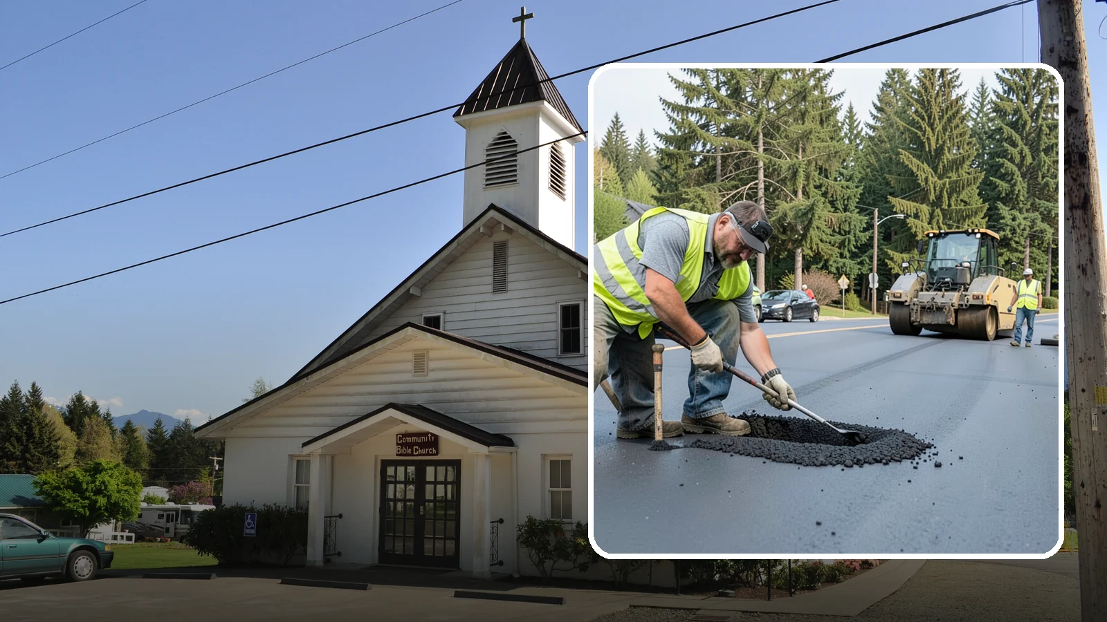 Asphalt Patching in Concrete, Skagit County, WA - Durable asphalt patching that restores failed pavement sections, utility cuts, and localized potholes.