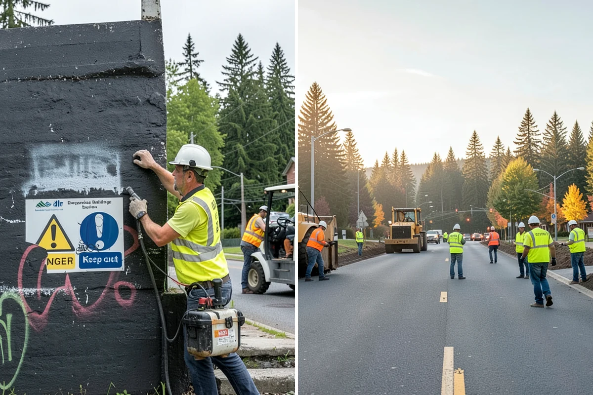 Asphalt Patching in Concrete, Skagit County, WA - Mark and saw-cut the failed area to square edges