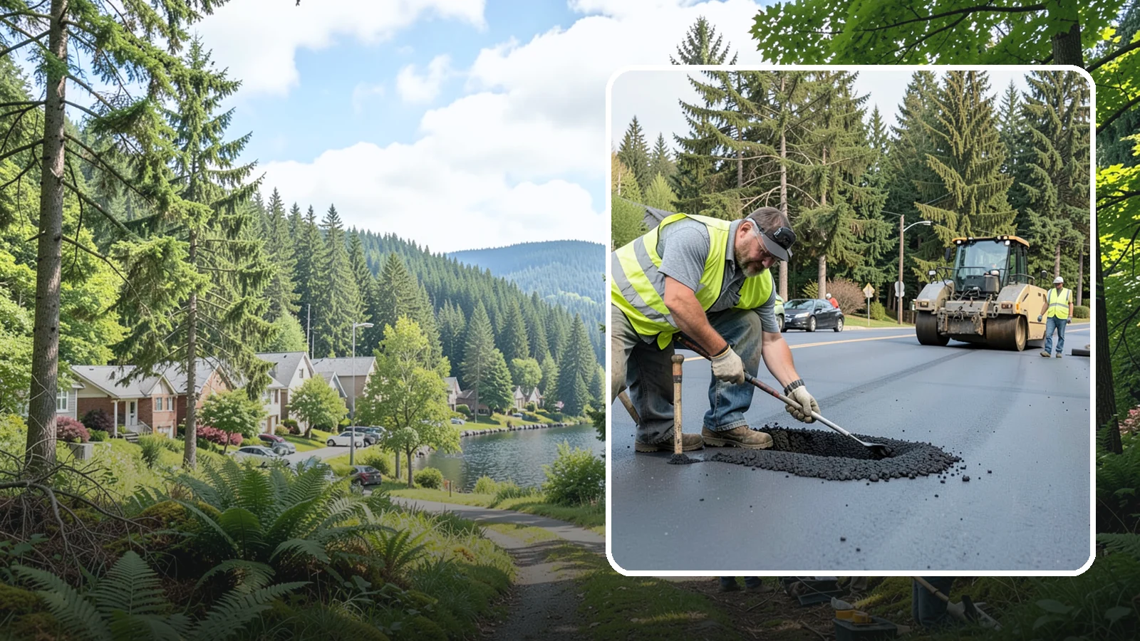 Asphalt Patching in Lake Forest Park, King County, WA - Durable asphalt patching that restores failed pavement sections, utility cuts, and localized potholes.