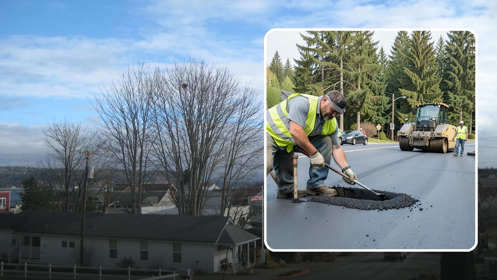 Asphalt Patching in Langley, Island County, WA - Durable asphalt patching that restores failed pavement sections, utility cuts, and localized potholes.