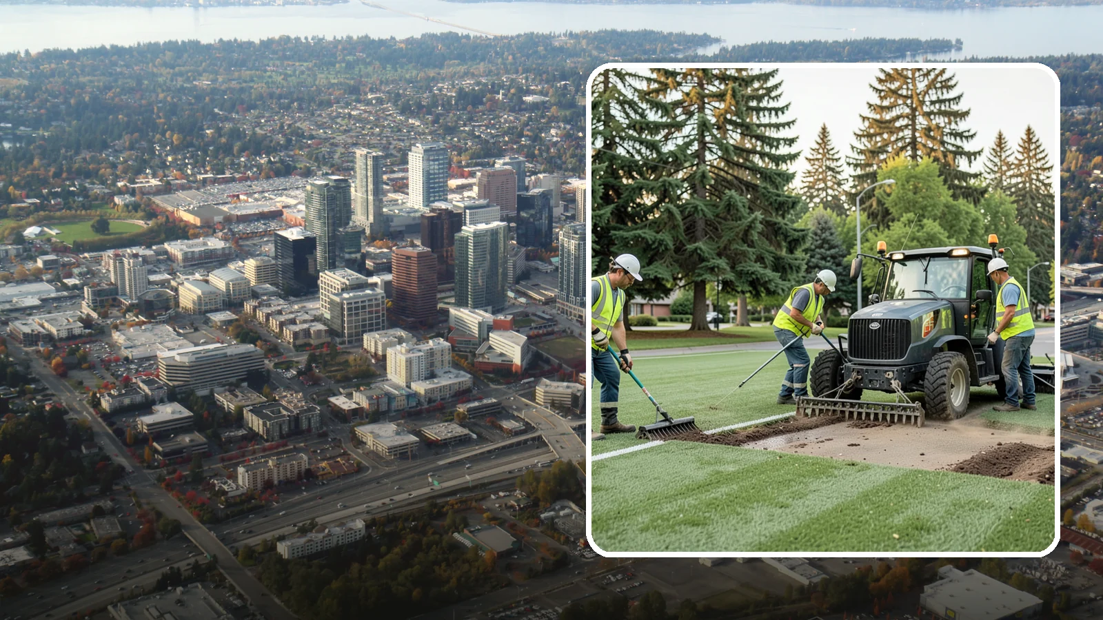 Athletic Field Aeration in Bellevue, King County, WA - Core and solid-tine aeration that relieves compaction and improves drainage on heavily used sports fields.