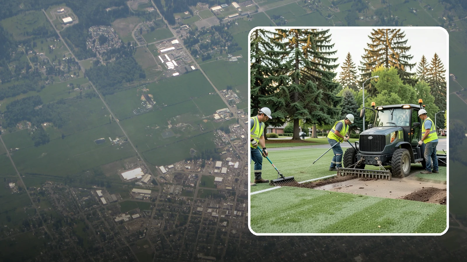 Athletic Field Aeration in Enumclaw, King County, WA - Core and solid-tine aeration that relieves compaction and improves drainage on heavily used sports fields.