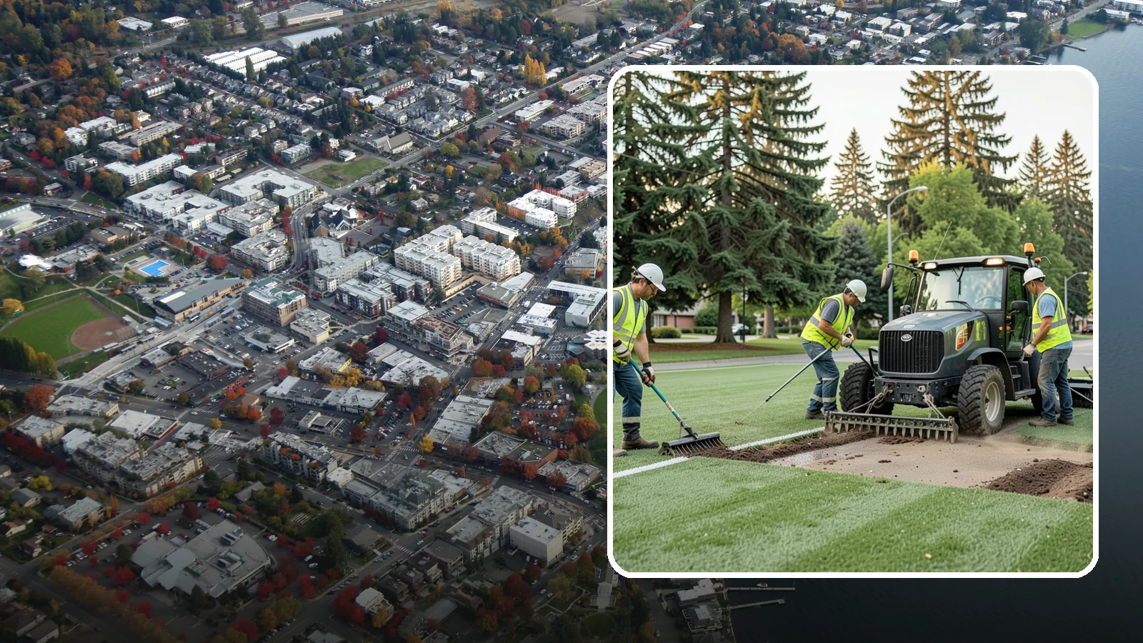 Athletic Field Aeration in Kirkland, King County, WA - Core and solid-tine aeration that relieves compaction and improves drainage on heavily used sports fields.