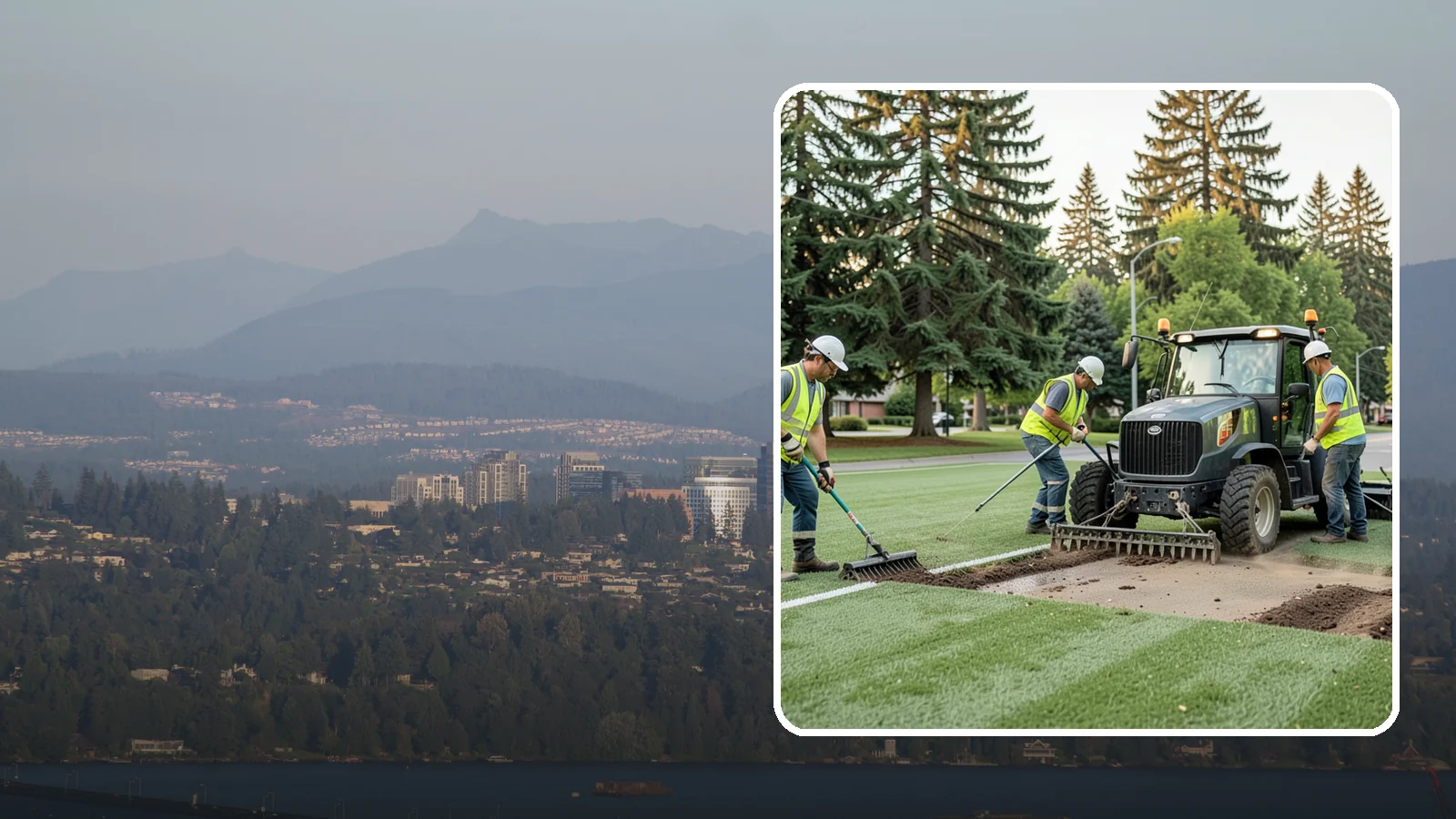 Athletic Field Aeration in Medina, King County, WA - Core and solid-tine aeration that relieves compaction and improves drainage on heavily used sports fields.