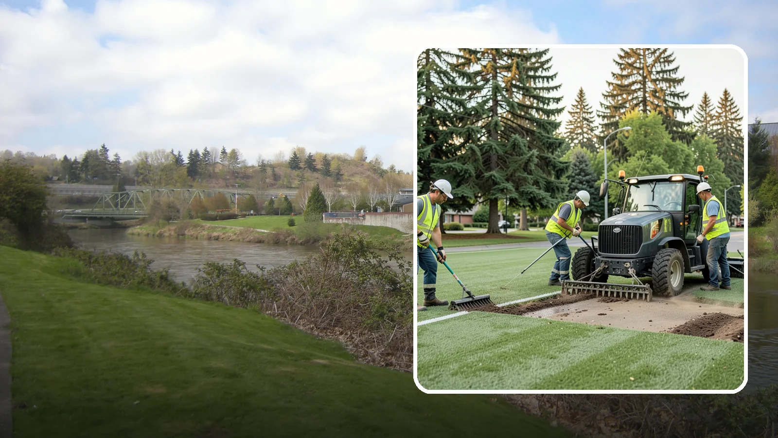 Athletic Field Aeration in Tukwila, King County, WA - Core and solid-tine aeration that relieves compaction and improves drainage on heavily used sports fields.