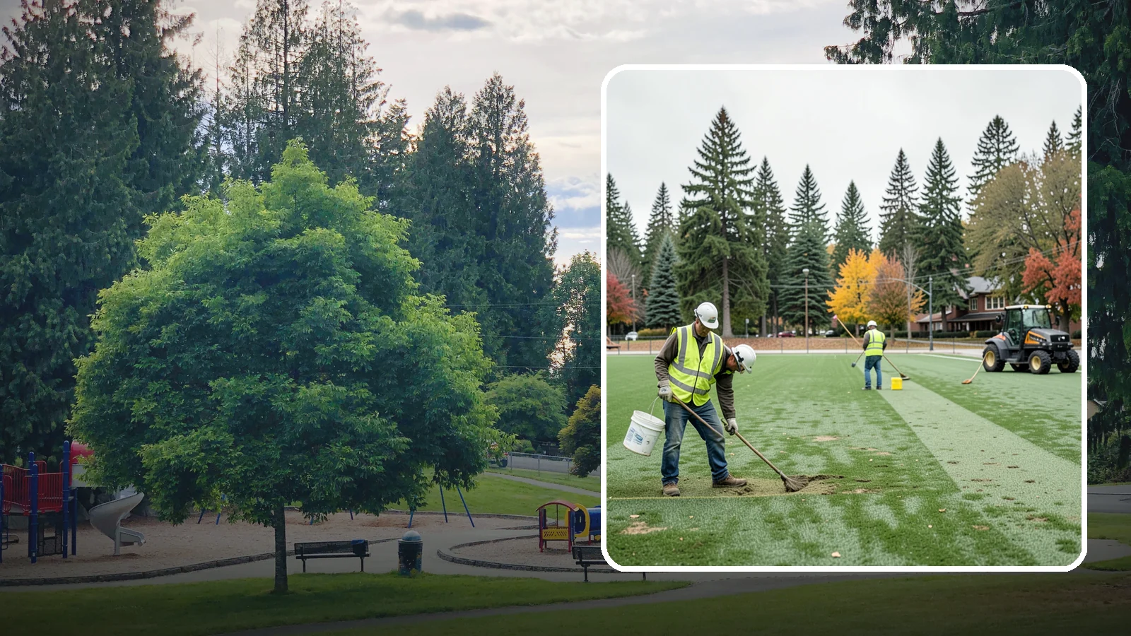 Athletic Field Overseeding in Bonney Lake, Pierce County, WA - Overseeding of worn sports turf that restores density, coverage, and durability on public athletic fields.