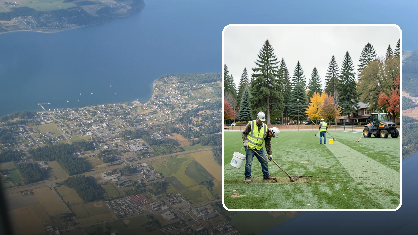 Athletic Field Overseeding in Coupeville, Island County, WA - Overseeding of worn sports turf that restores density, coverage, and durability on public athletic fields.