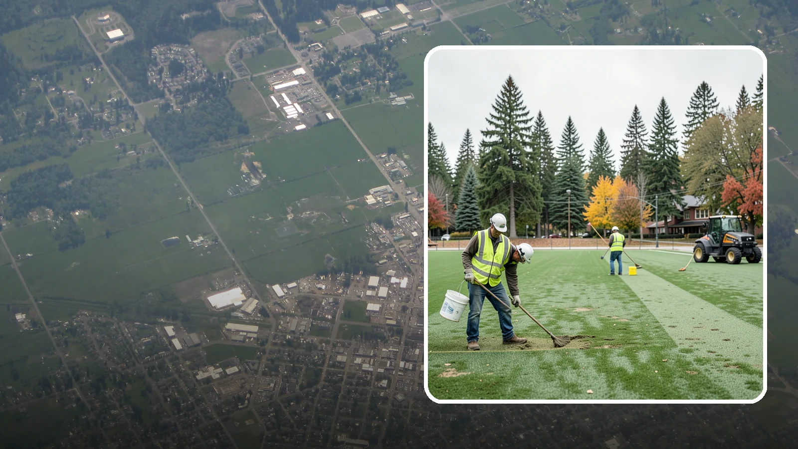 Athletic Field Overseeding in Enumclaw, King County, WA - Overseeding of worn sports turf that restores density, coverage, and durability on public athletic fields.