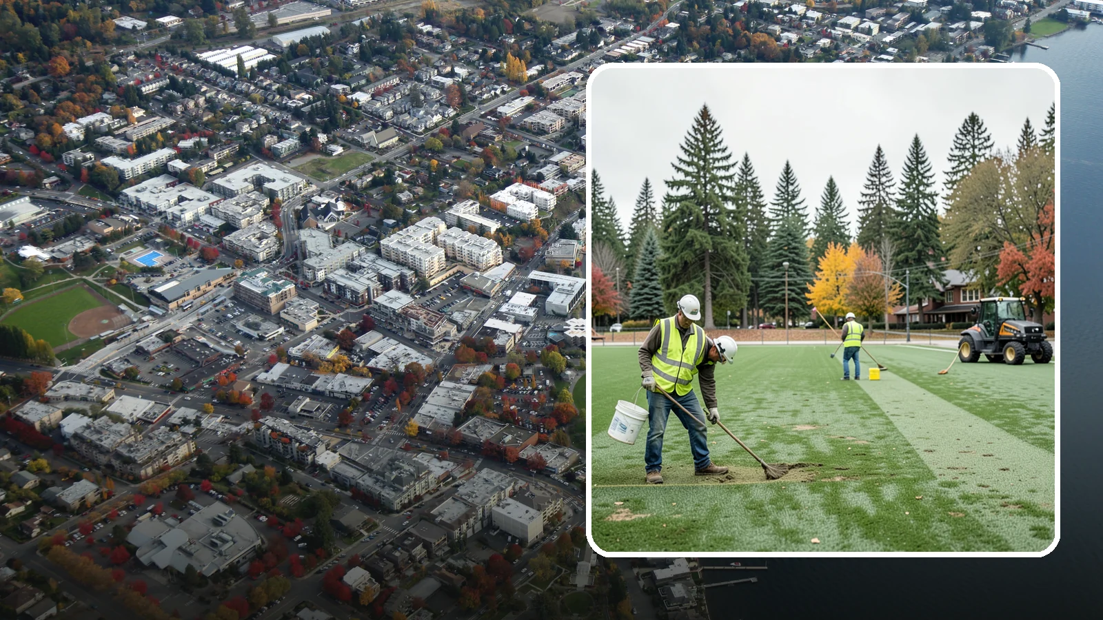 Athletic Field Overseeding in Kirkland, King County, WA - Overseeding of worn sports turf that restores density, coverage, and durability on public athletic fields.