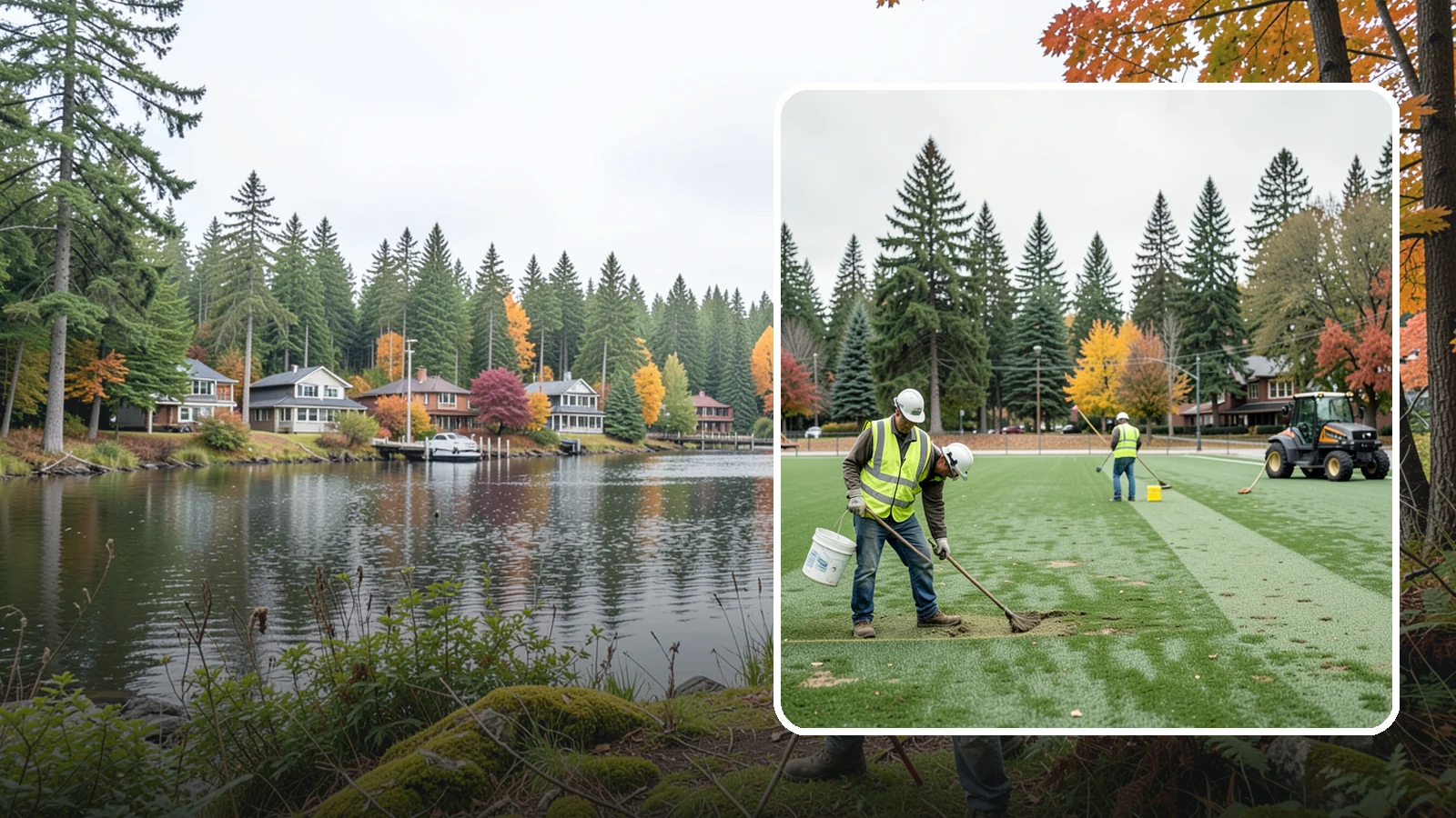 Athletic Field Overseeding in La Conner, Skagit County, WA - Overseeding of worn sports turf that restores density, coverage, and durability on public athletic fields.