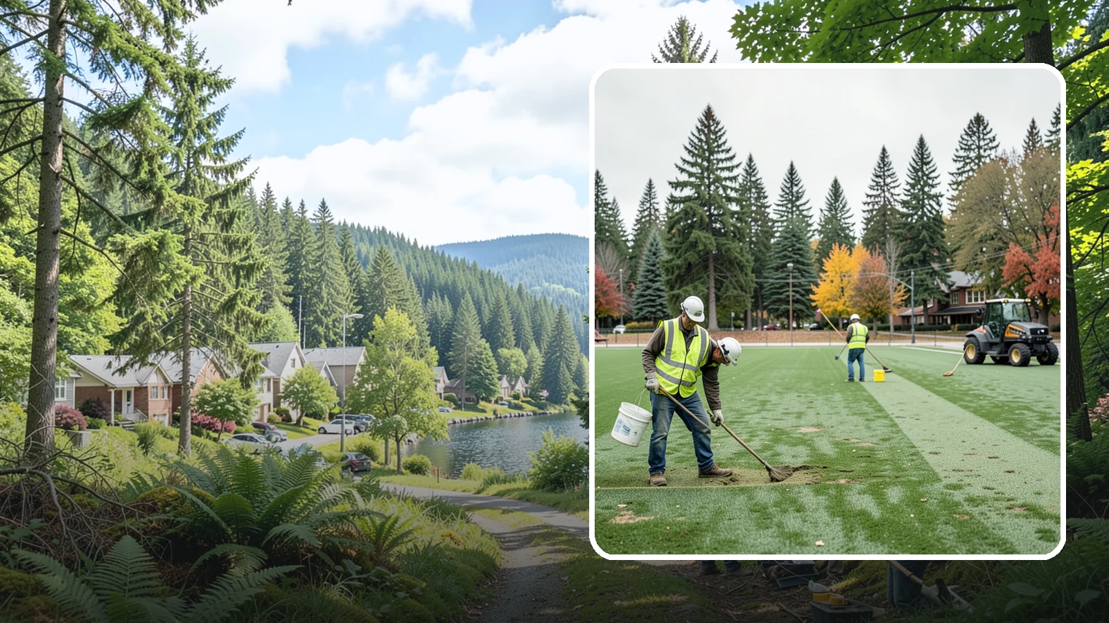 Athletic Field Overseeding in Lake Forest Park, King County, WA - Overseeding of worn sports turf that restores density, coverage, and durability on public athletic fields.