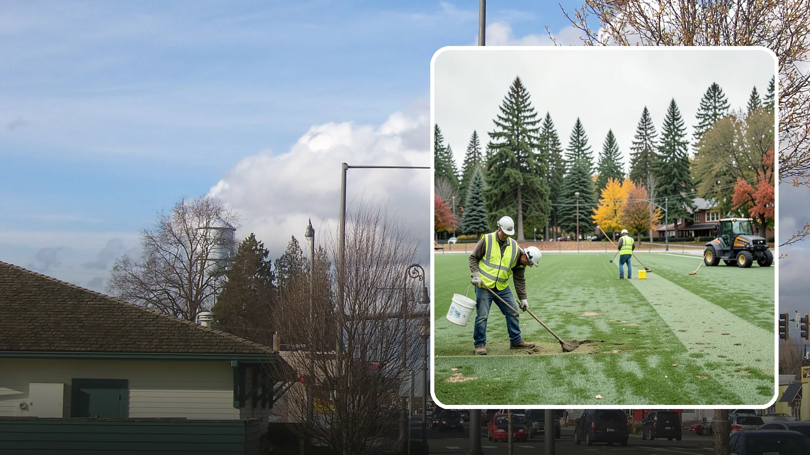Athletic Field Overseeding in Marysville, Snohomish County, WA - Overseeding of worn sports turf that restores density, coverage, and durability on public athletic fields.