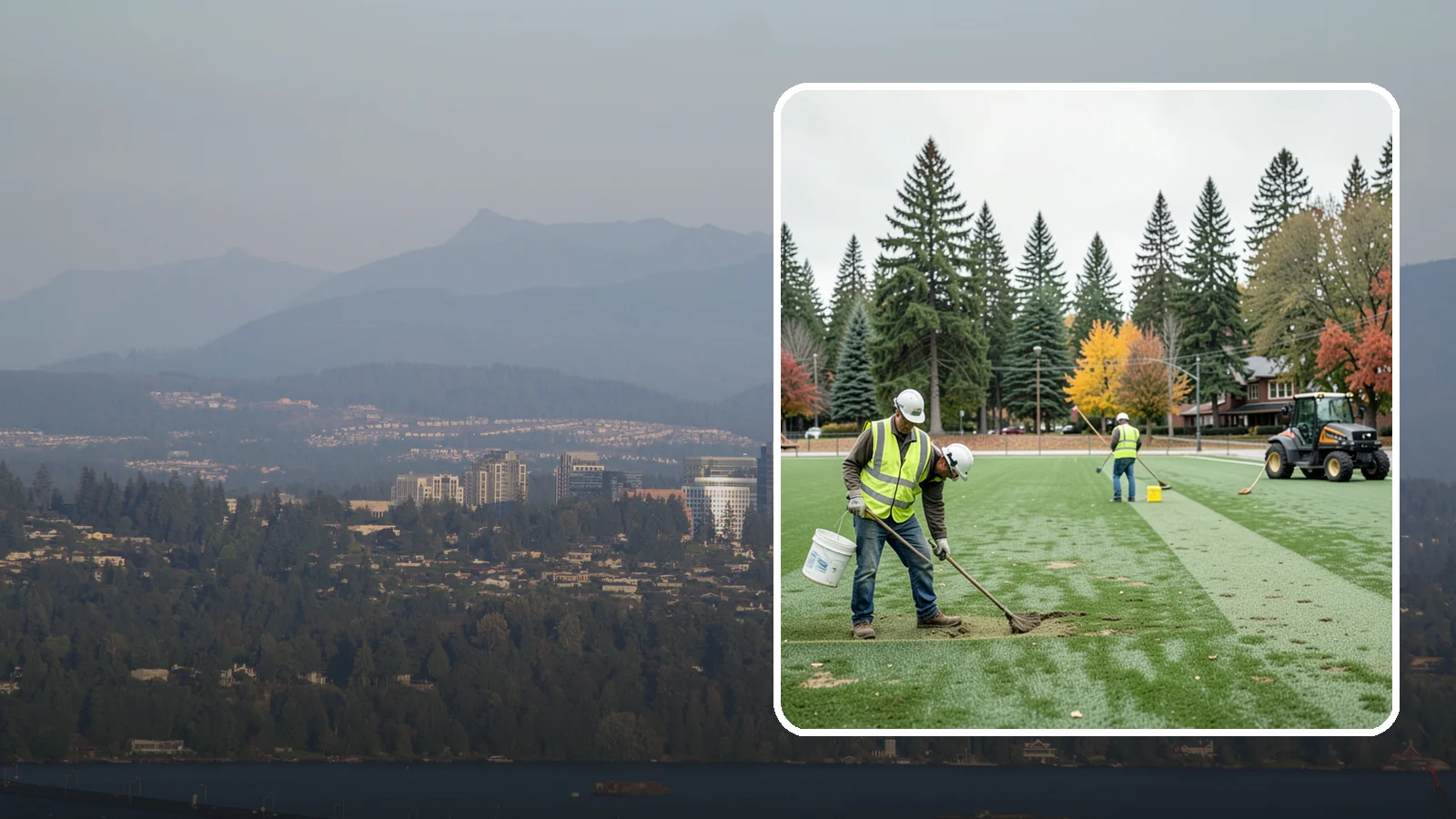 Athletic Field Overseeding in Medina, King County, WA - Overseeding of worn sports turf that restores density, coverage, and durability on public athletic fields.