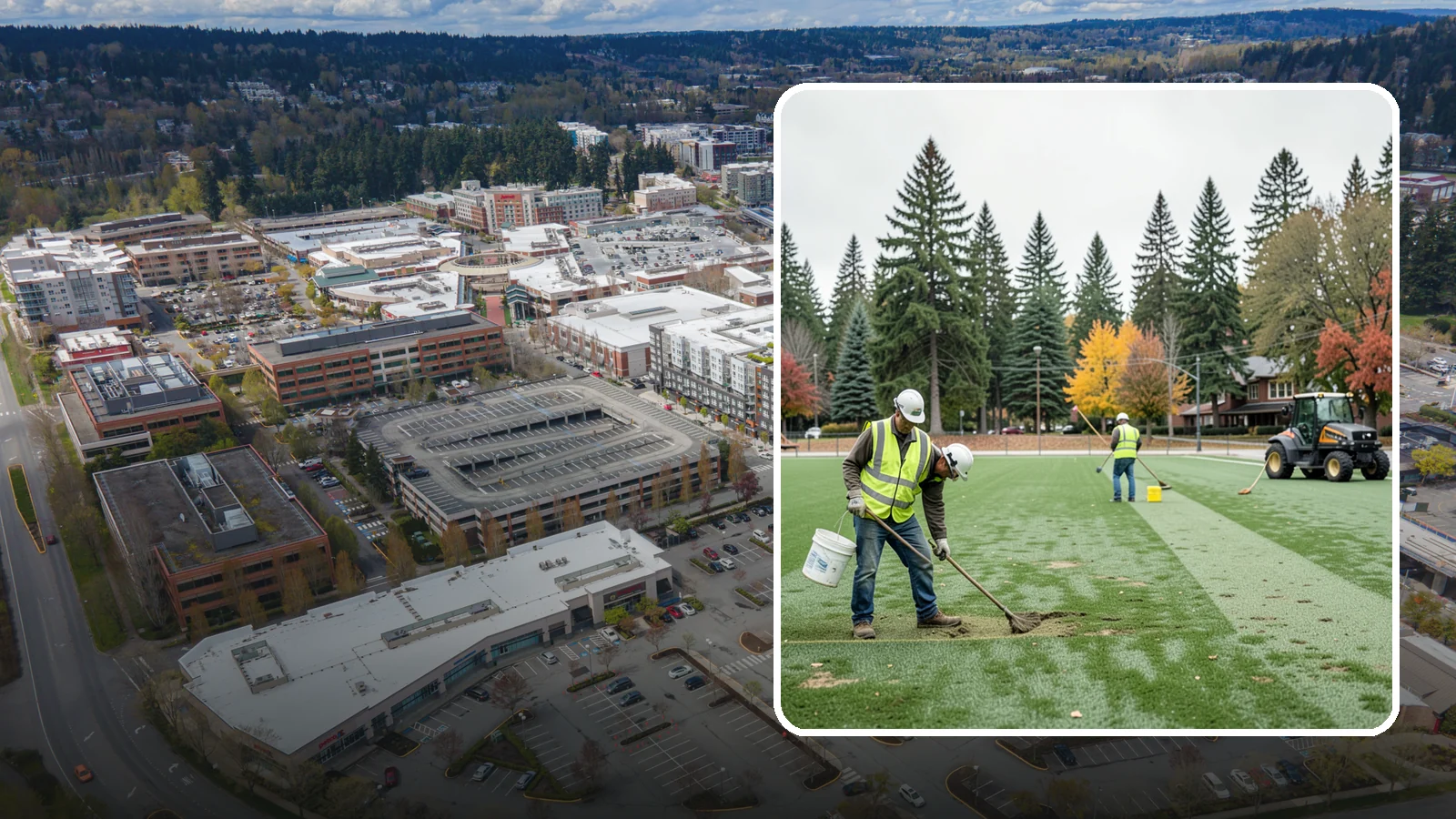 Athletic Field Overseeding in Redmond, King County, WA - Overseeding of worn sports turf that restores density, coverage, and durability on public athletic fields.