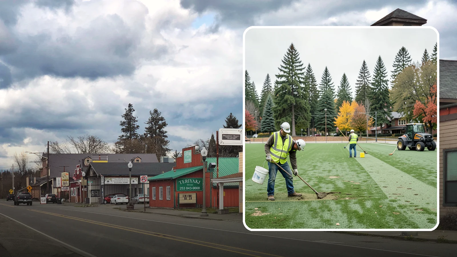 Athletic Field Overseeding in Roy, Pierce County, WA - Overseeding of worn sports turf that restores density, coverage, and durability on public athletic fields.