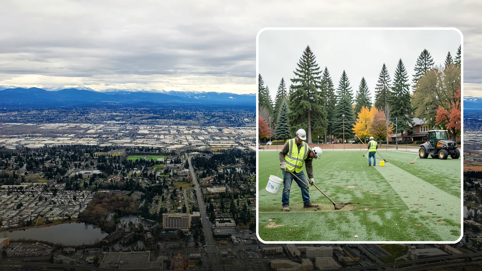 Athletic Field Overseeding in SeaTac, King County, WA - Overseeding of worn sports turf that restores density, coverage, and durability on public athletic fields.