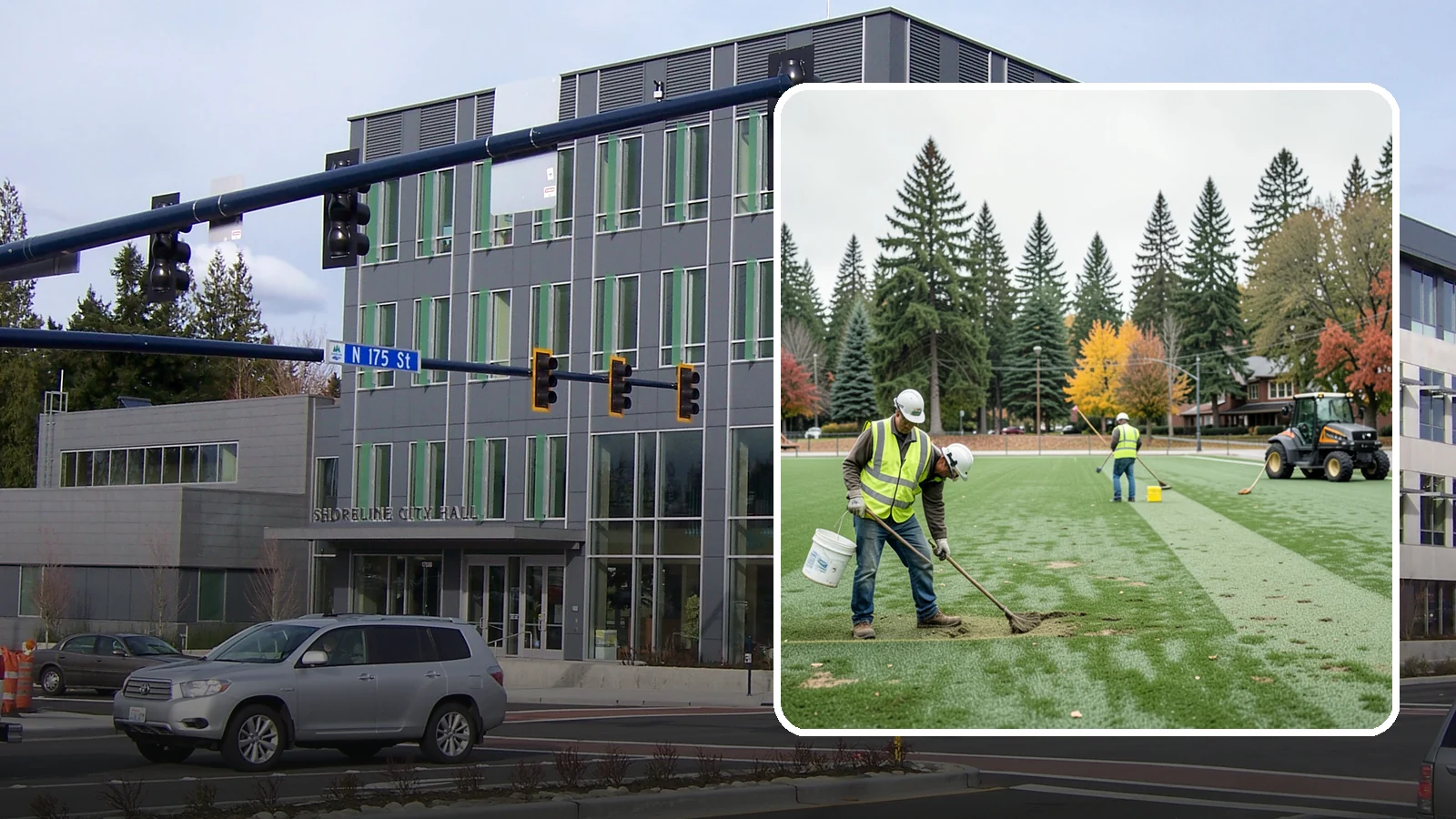Athletic Field Overseeding in Shoreline, King County, WA - Overseeding of worn sports turf that restores density, coverage, and durability on public athletic fields.