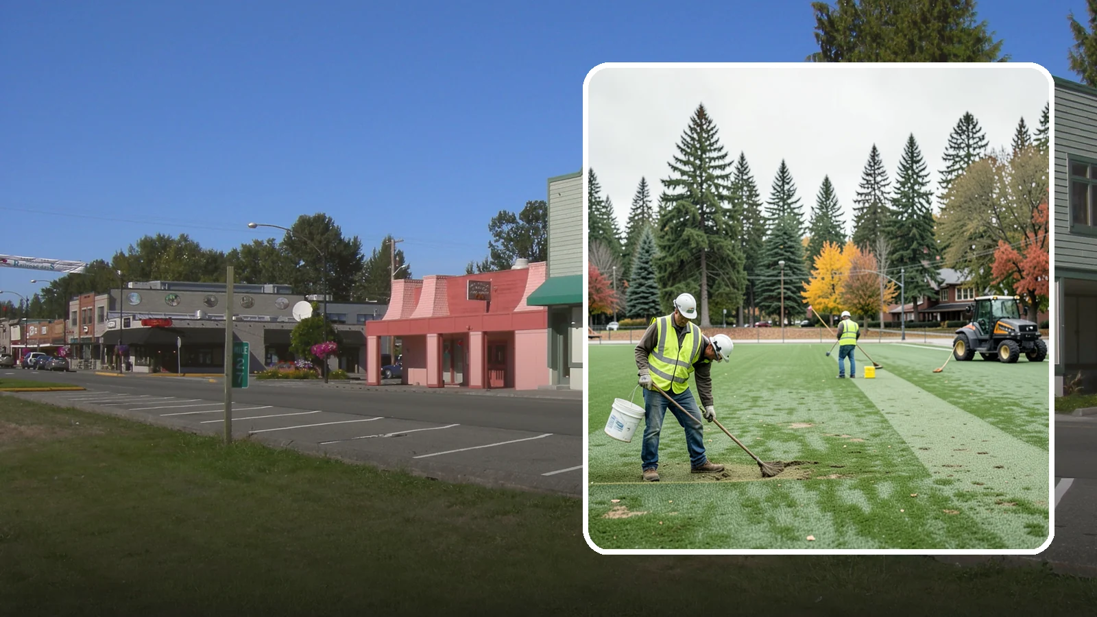 Athletic Field Overseeding in Snoqualmie, King County, WA - Overseeding of worn sports turf that restores density, coverage, and durability on public athletic fields.