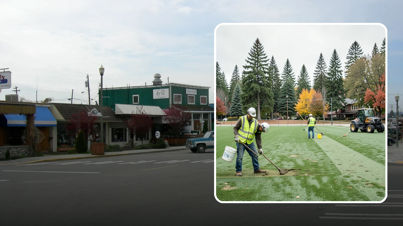 Athletic Field Overseeding in Stanwood, Snohomish County, WA - Overseeding of worn sports turf that restores density, coverage, and durability on public athletic fields.