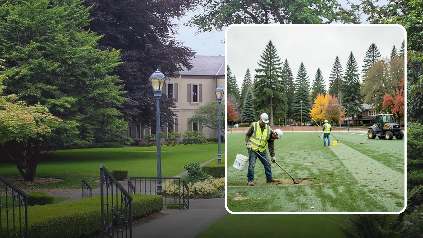 Athletic Field Overseeding in Woodinville, King County, WA - Overseeding of worn sports turf that restores density, coverage, and durability on public athletic fields.
