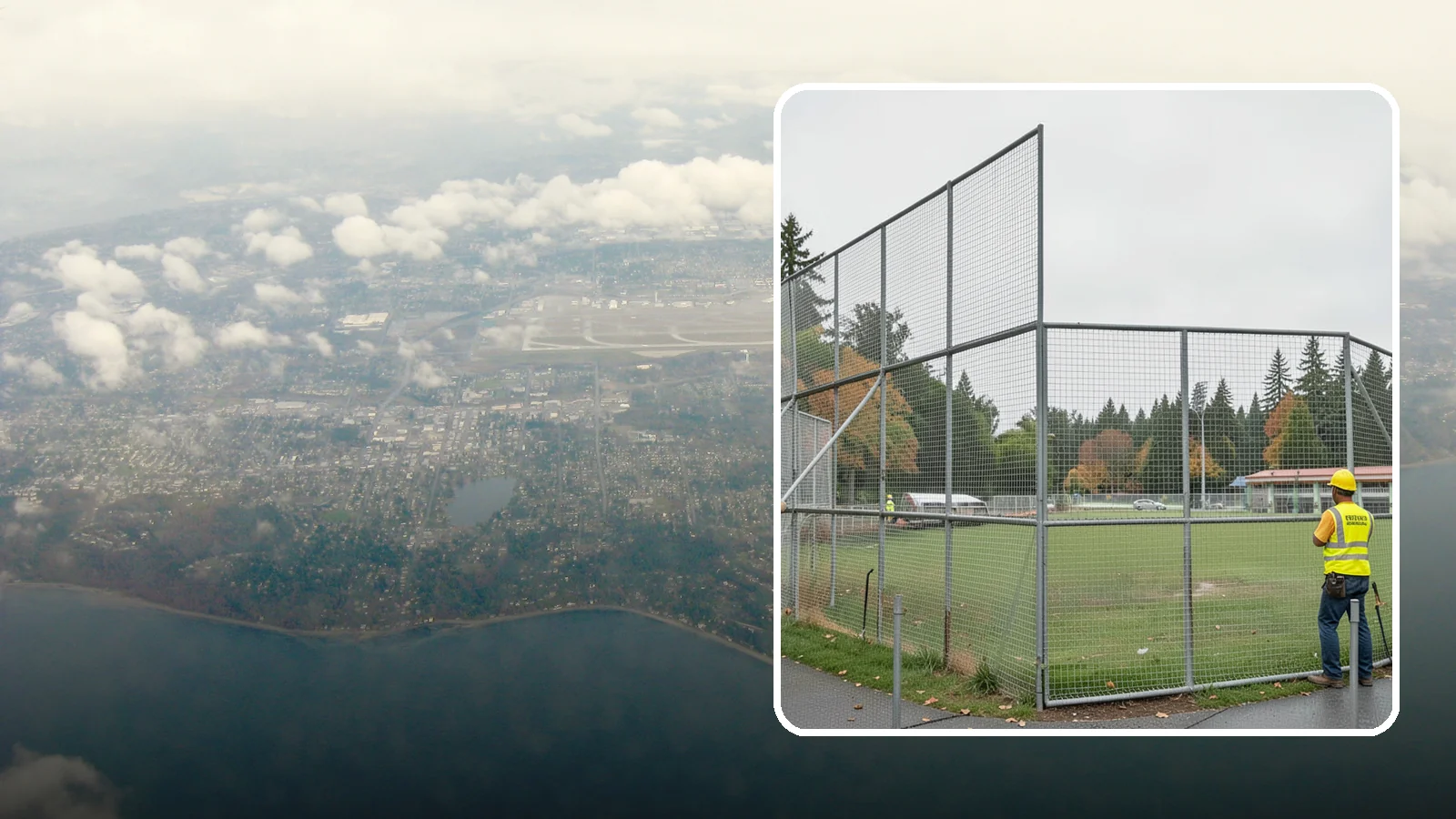 Backstop Installation in Burien, King County, WA - Installation of ballfield backstops and protective fencing to regulation height and safety standards.