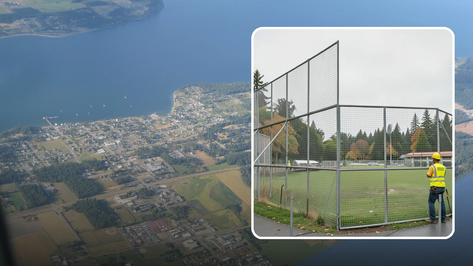 Backstop Installation in Coupeville, Island County, WA - Installation of ballfield backstops and protective fencing to regulation height and safety standards.