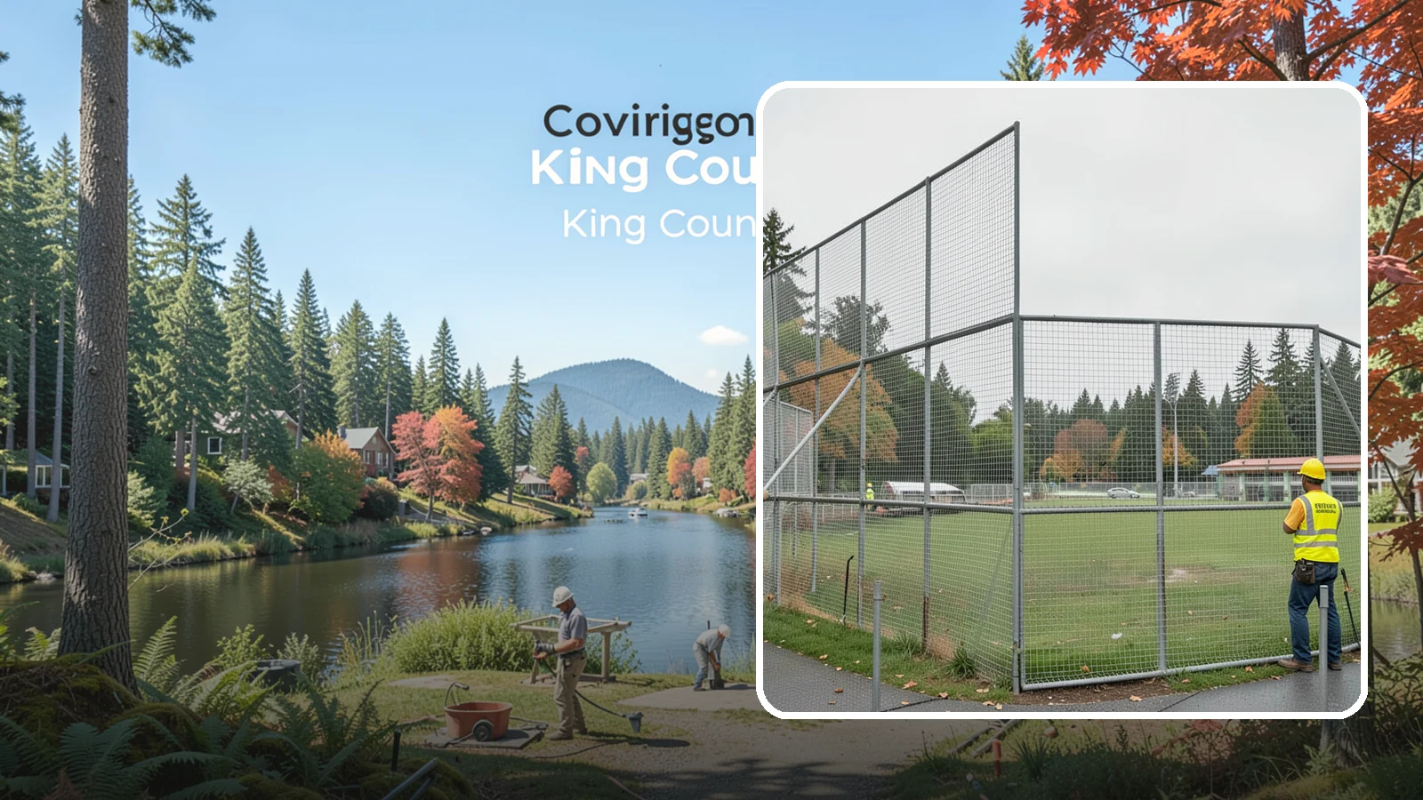 Backstop Installation in Covington, King County, WA - Installation of ballfield backstops and protective fencing to regulation height and safety standards.
