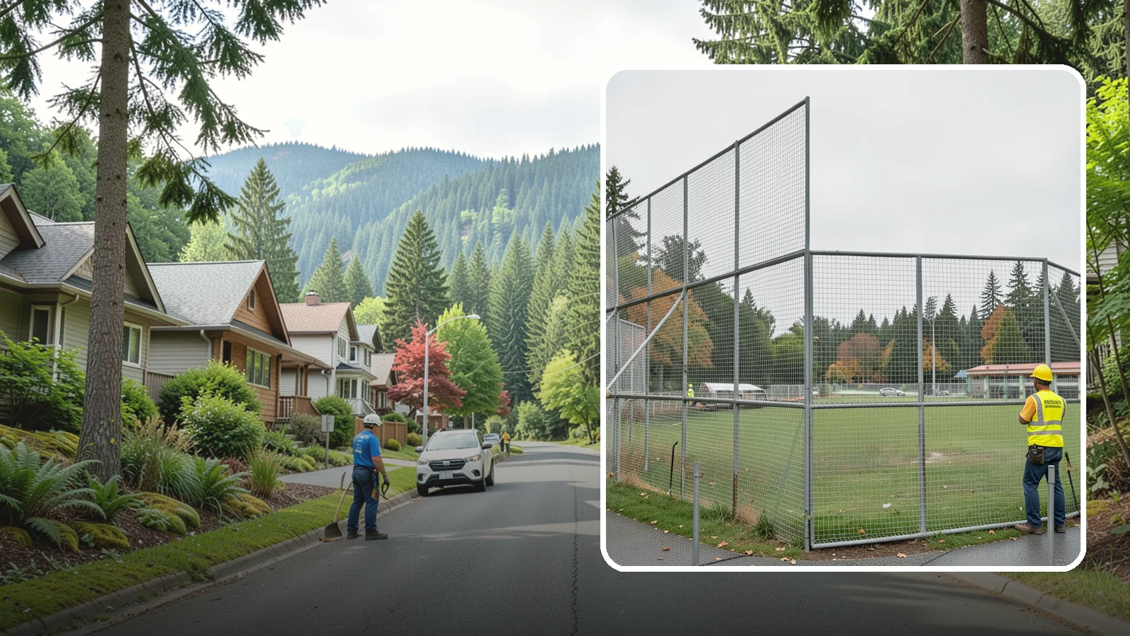 Backstop Installation in Darrington, Snohomish County, WA - Installation of ballfield backstops and protective fencing to regulation height and safety standards.