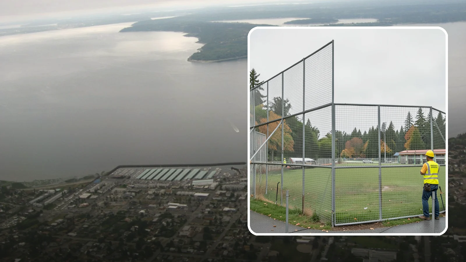 Backstop Installation in Des Moines, King County, WA - Installation of ballfield backstops and protective fencing to regulation height and safety standards.