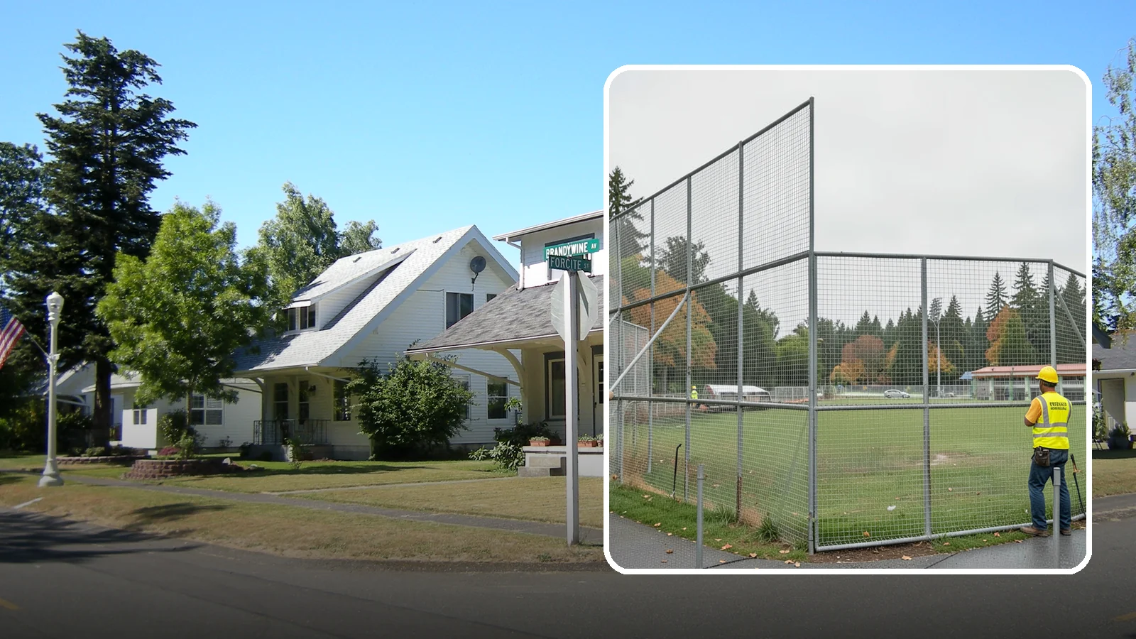 Backstop Installation in DuPont, Pierce County, WA - Installation of ballfield backstops and protective fencing to regulation height and safety standards.