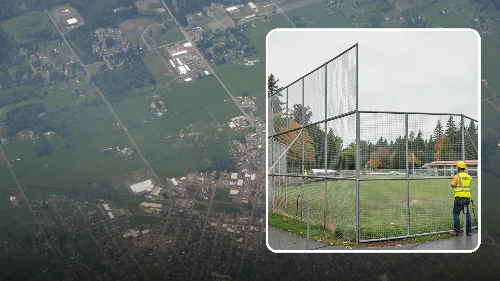 Backstop Installation in Enumclaw, King County, WA - Installation of ballfield backstops and protective fencing to regulation height and safety standards.