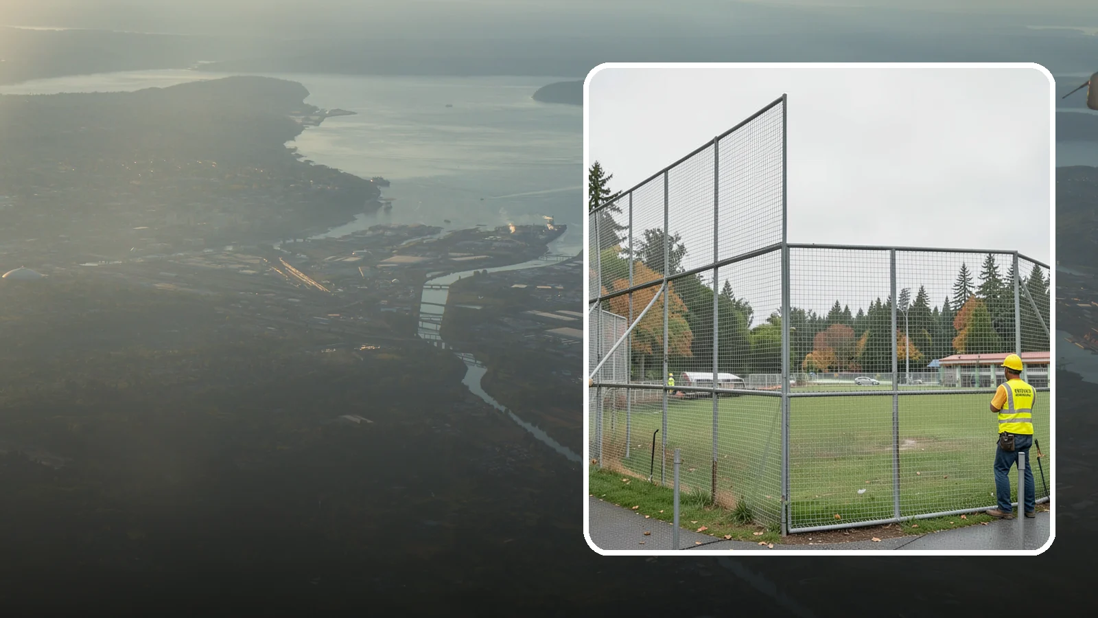Backstop Installation in Fife, Pierce County, WA - Installation of ballfield backstops and protective fencing to regulation height and safety standards.