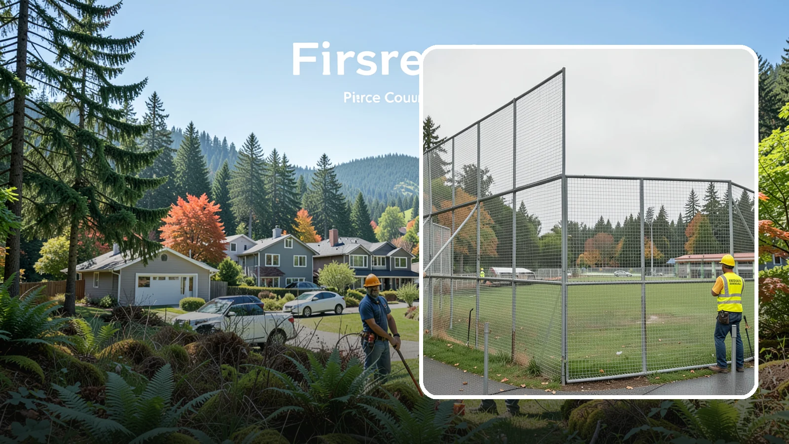 Backstop Installation in Fircrest, Pierce County, WA - Installation of ballfield backstops and protective fencing to regulation height and safety standards.