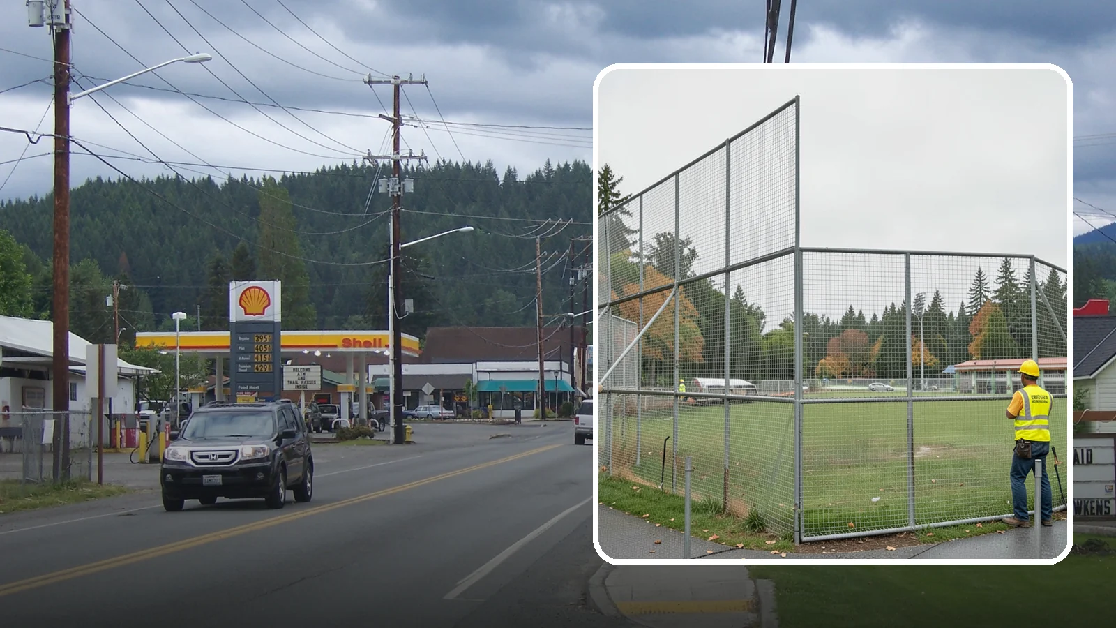 Backstop Installation in Granite Falls, Snohomish County, WA - Installation of ballfield backstops and protective fencing to regulation height and safety standards.