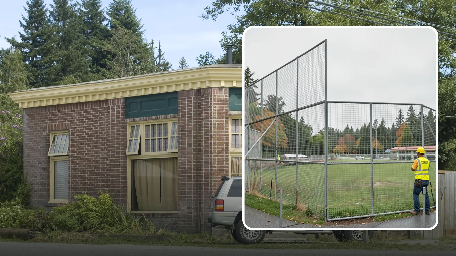 Backstop Installation in Hamilton, Skagit County, WA - Installation of ballfield backstops and protective fencing to regulation height and safety standards.