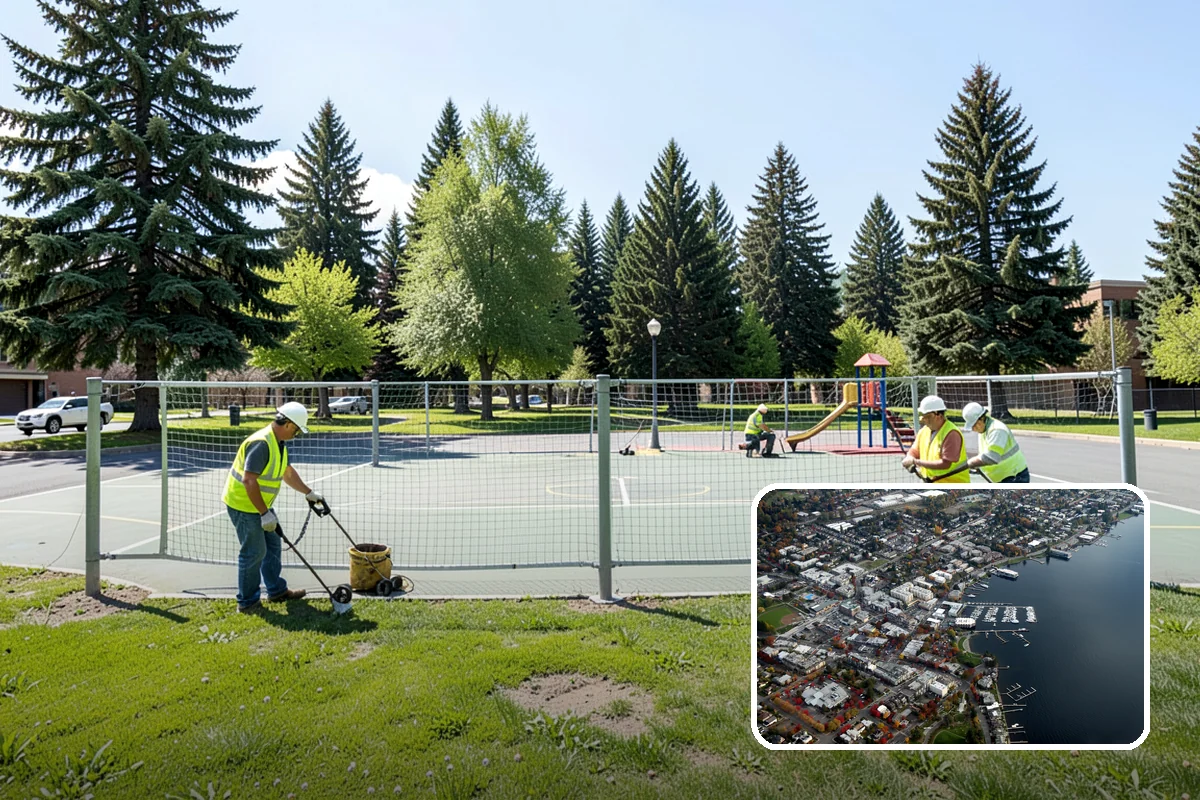 Backstop Installation in Kirkland, King County, WA - Contains foul balls and protects spectators behind home plate