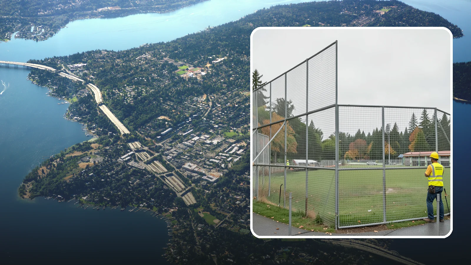 Backstop Installation in Mercer Island, King County, WA - Installation of ballfield backstops and protective fencing to regulation height and safety standards.
