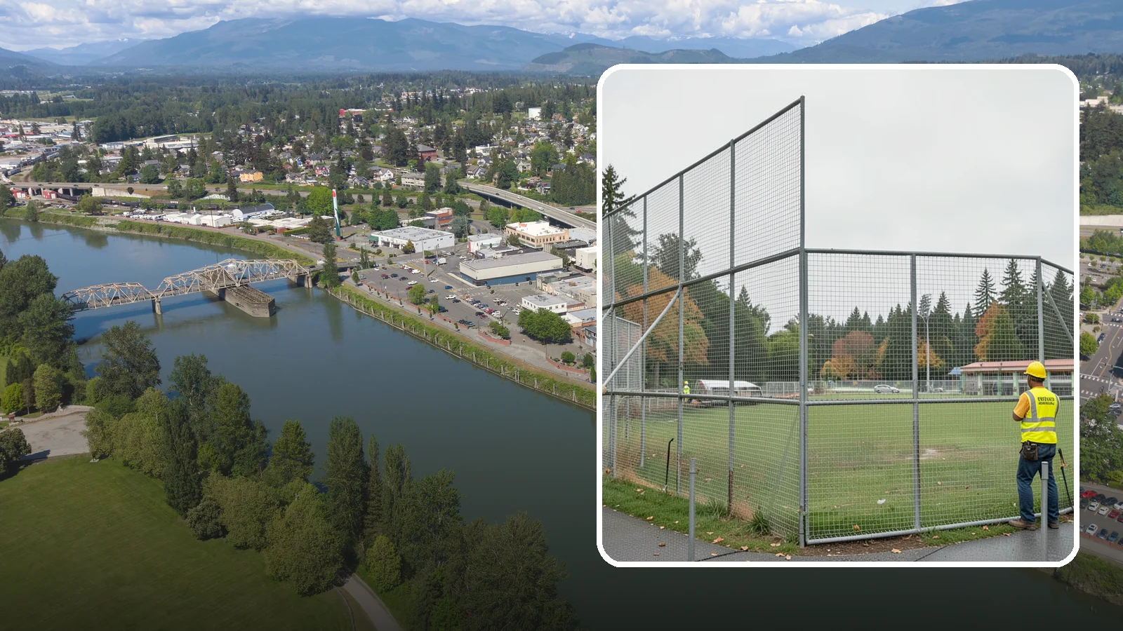 Backstop Installation in Mount Vernon, Skagit County, WA - Installation of ballfield backstops and protective fencing to regulation height and safety standards.