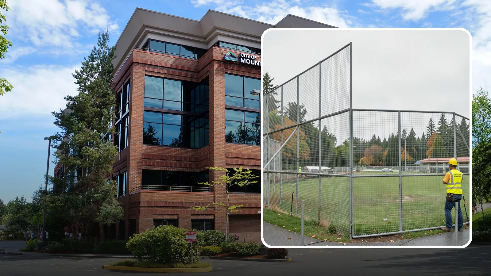 Backstop Installation in Mountlake Terrace, Snohomish County, WA - Installation of ballfield backstops and protective fencing to regulation height and safety standards.