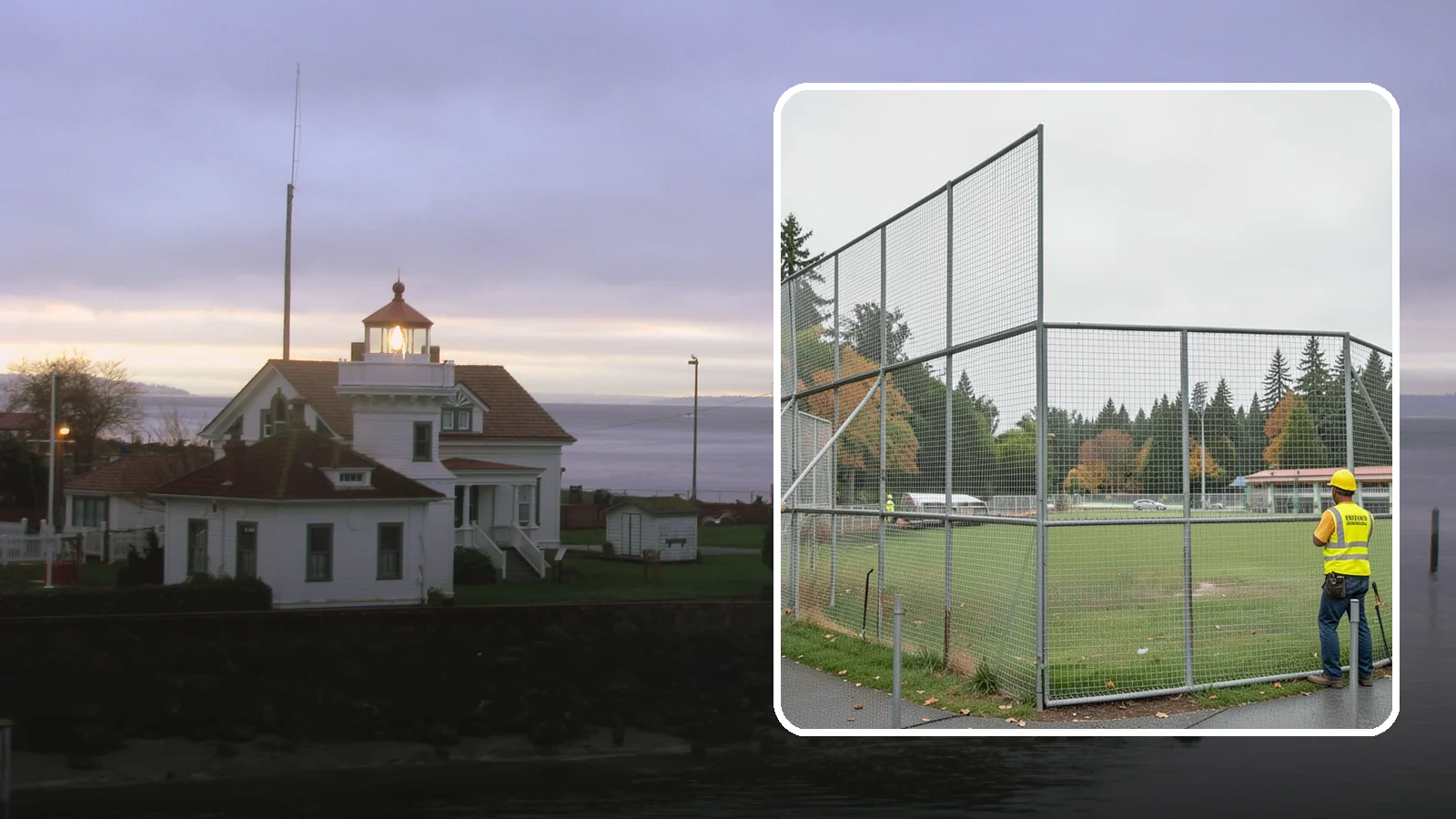 Backstop Installation in Mukilteo, Snohomish County, WA - Installation of ballfield backstops and protective fencing to regulation height and safety standards.
