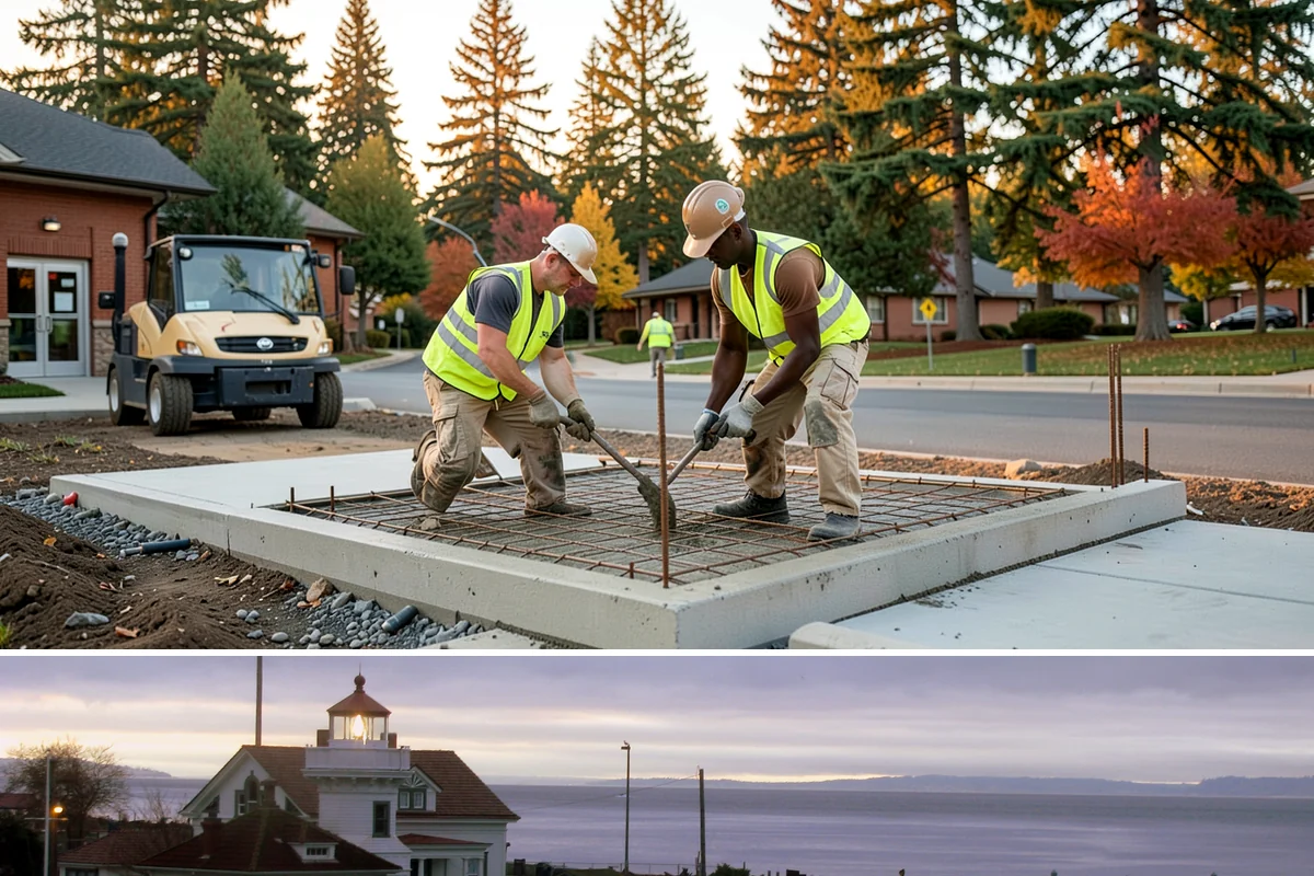 Backstop Installation in Mukilteo, Snohomish County, WA - Footing and structural work is best scheduled in the drier months when excavations and concrete cure reliably.