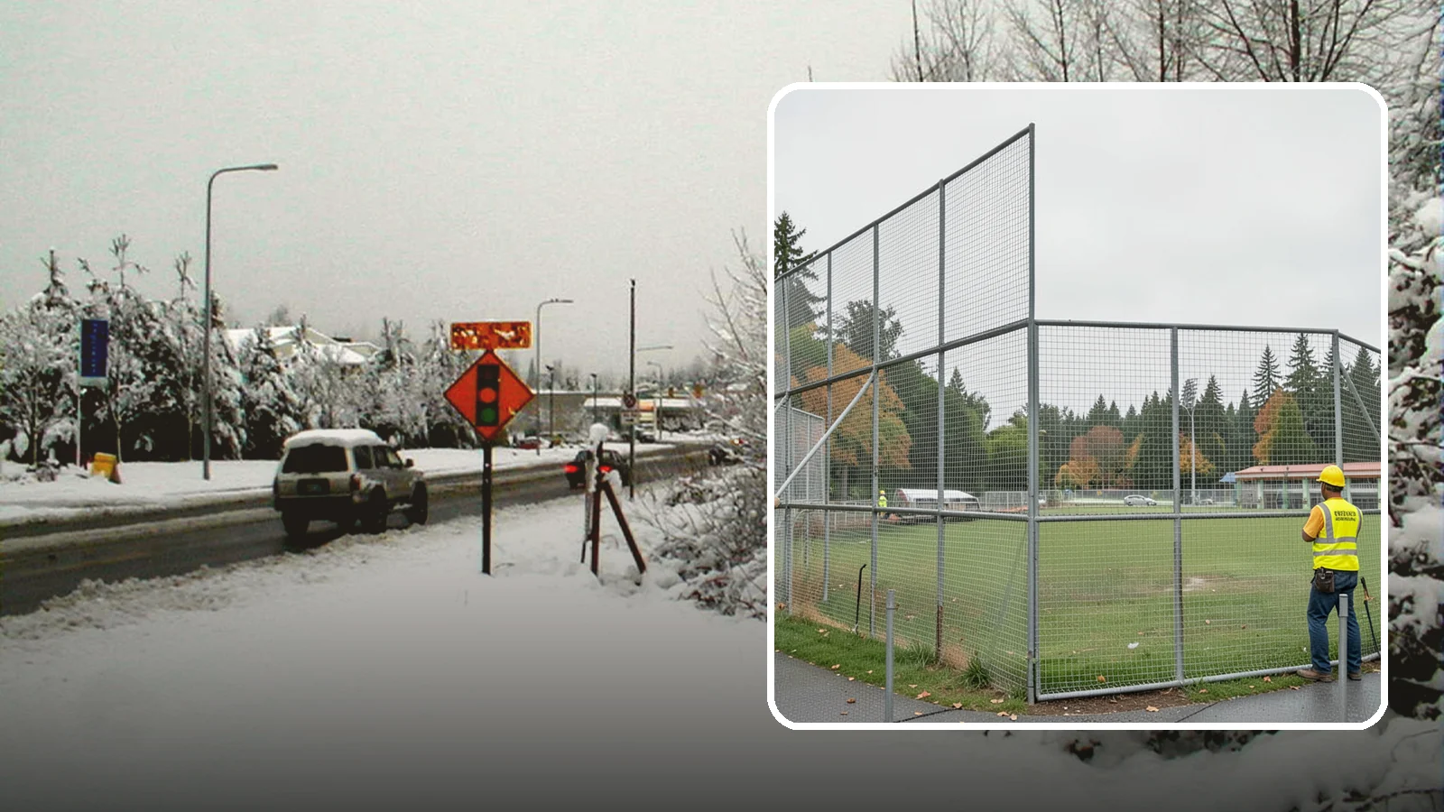 Backstop Installation in Newcastle, King County, WA - Installation of ballfield backstops and protective fencing to regulation height and safety standards.