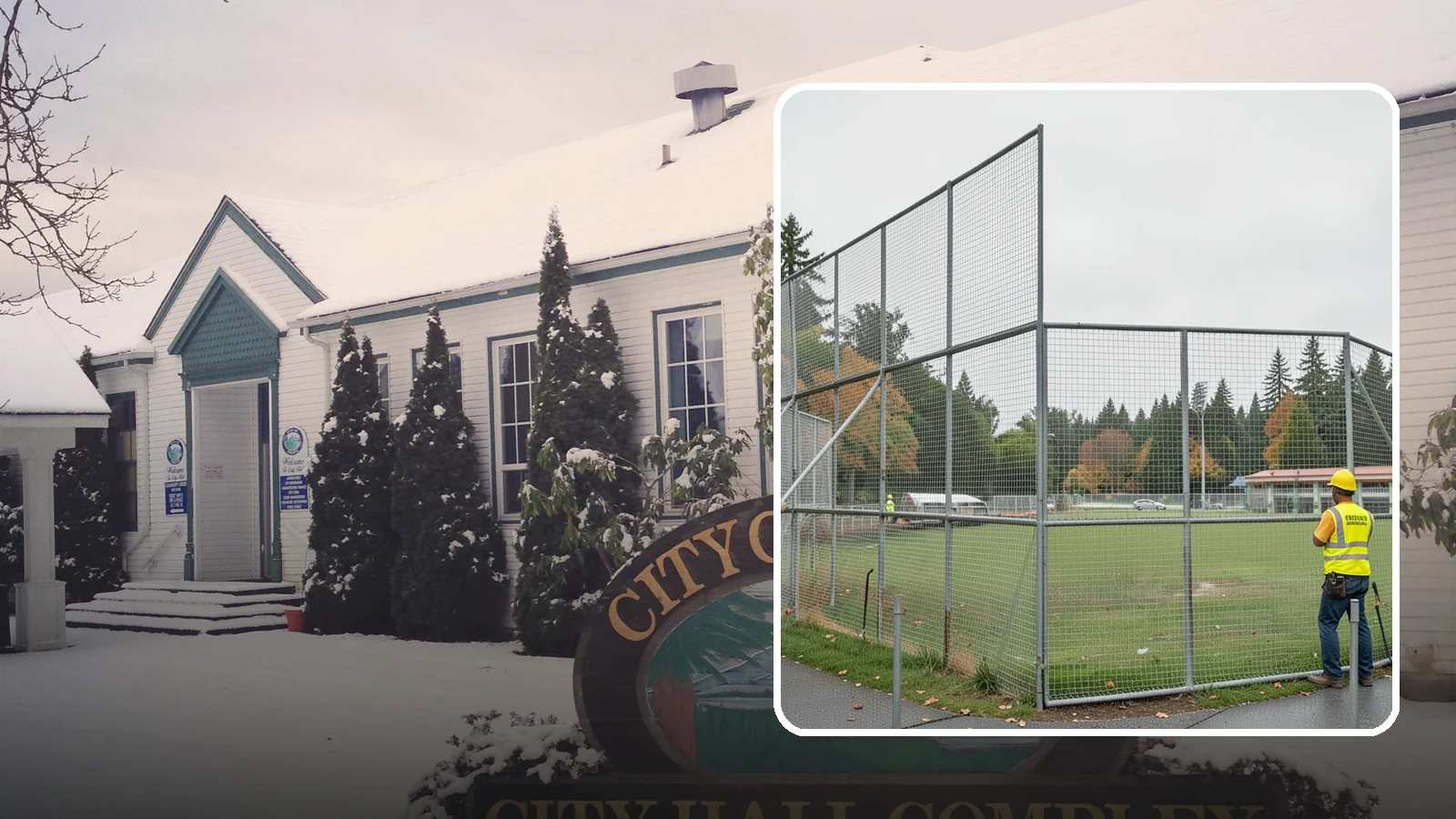 Backstop Installation in Pacific, King County, WA - Installation of ballfield backstops and protective fencing to regulation height and safety standards.