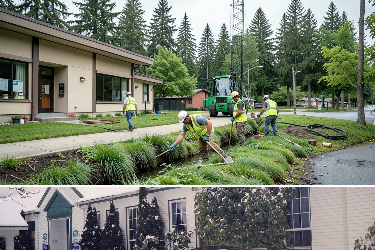 Backstop Installation in Pacific, King County, WA - Footing and structural work is best scheduled in the drier months when excavations and concrete cure reliably.