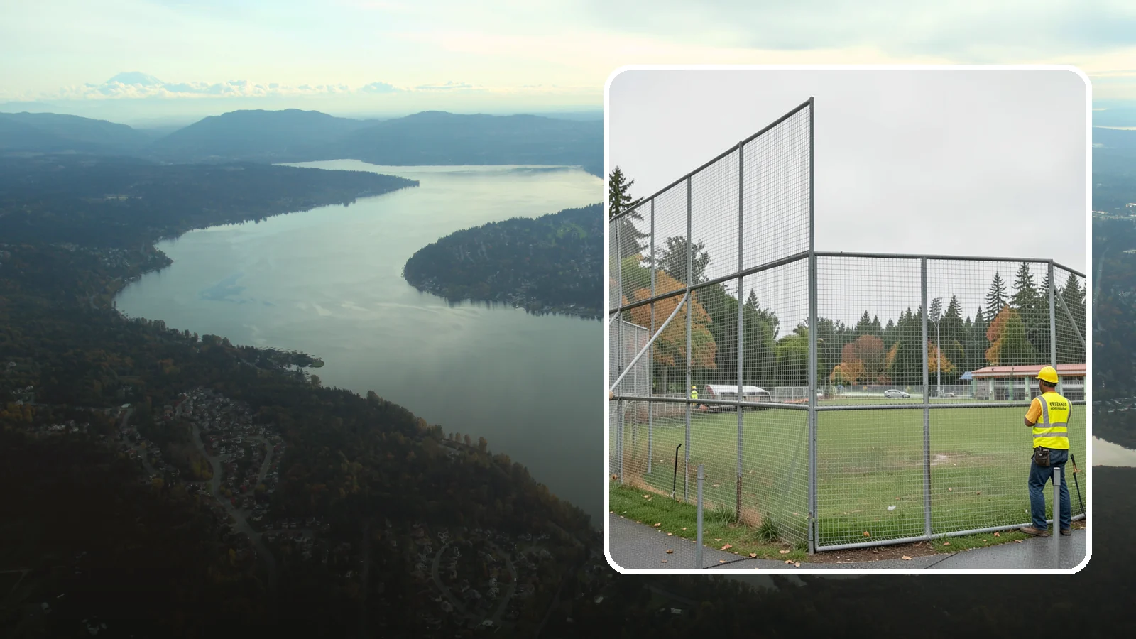 Backstop Installation in Sammamish, King County, WA - Installation of ballfield backstops and protective fencing to regulation height and safety standards.
