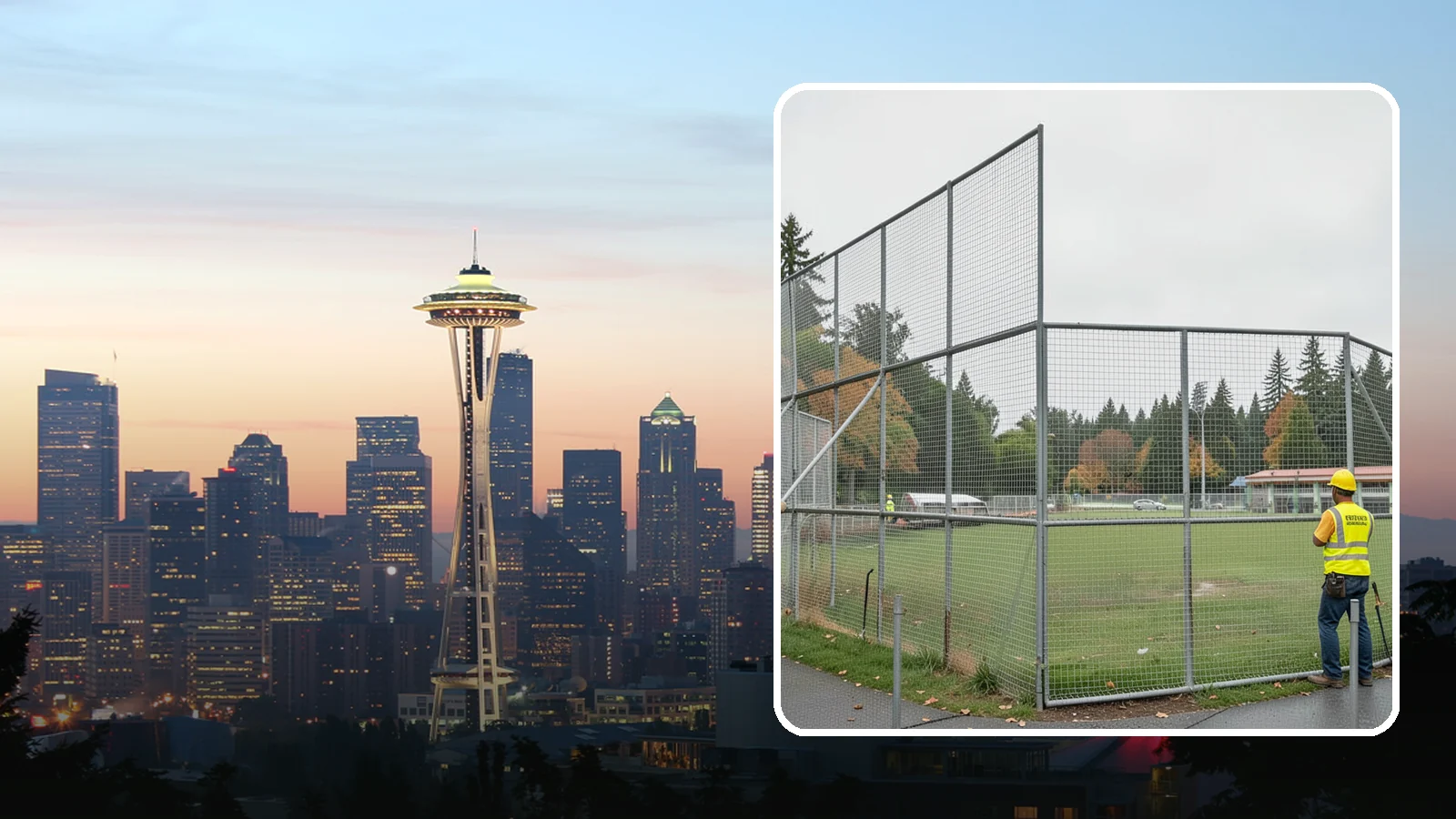Backstop Installation in Seattle, King County, WA - Installation of ballfield backstops and protective fencing to regulation height and safety standards.