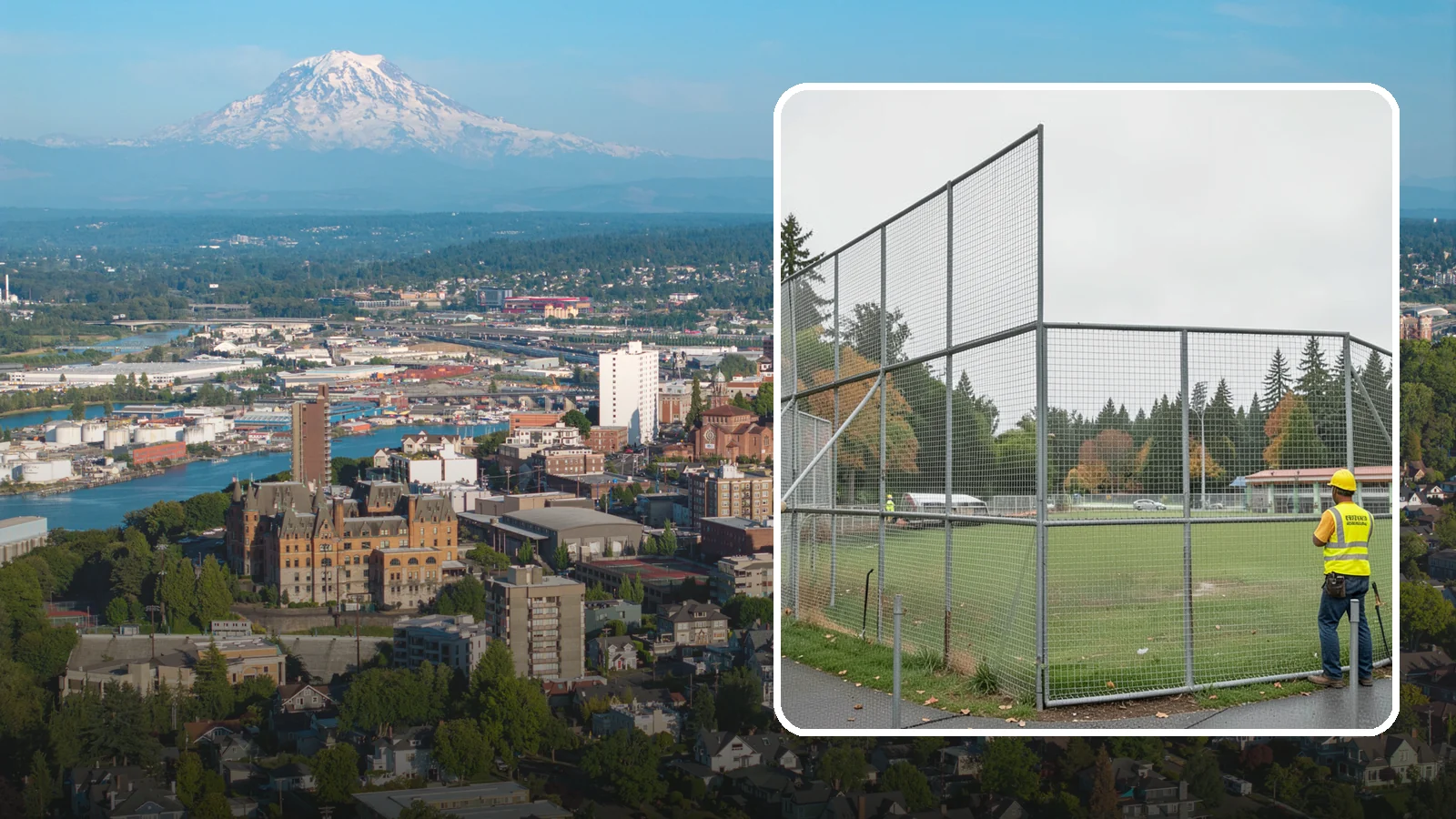 Backstop Installation in Tacoma, Pierce County, WA - Installation of ballfield backstops and protective fencing to regulation height and safety standards.
